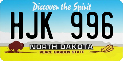 ND license plate HJK996