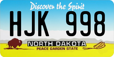 ND license plate HJK998