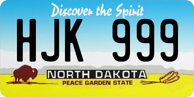 ND license plate HJK999