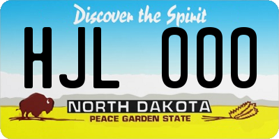 ND license plate HJL000