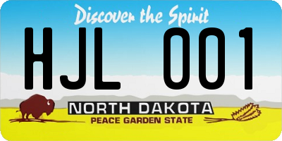 ND license plate HJL001