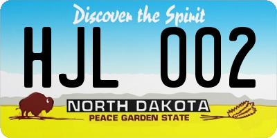 ND license plate HJL002