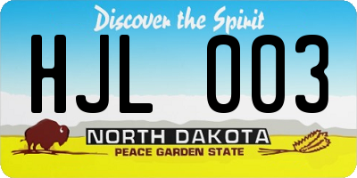 ND license plate HJL003