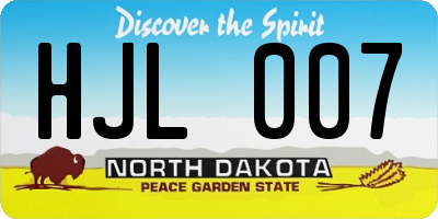 ND license plate HJL007