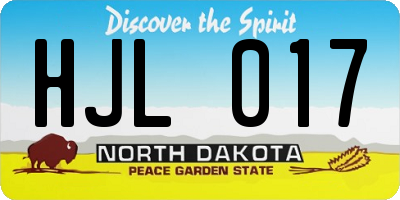 ND license plate HJL017