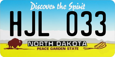 ND license plate HJL033