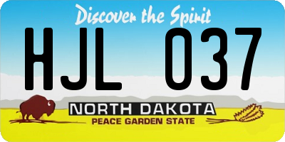 ND license plate HJL037