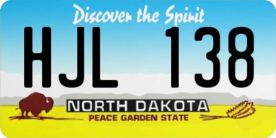 ND license plate HJL138