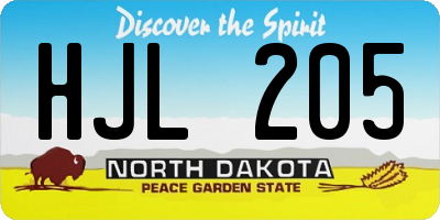 ND license plate HJL205