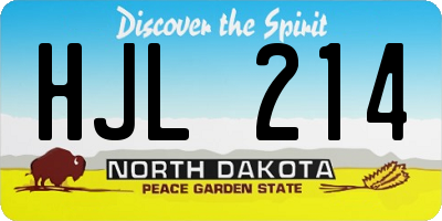 ND license plate HJL214