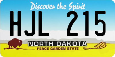 ND license plate HJL215