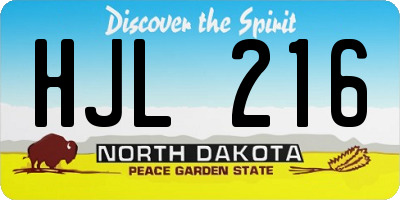 ND license plate HJL216