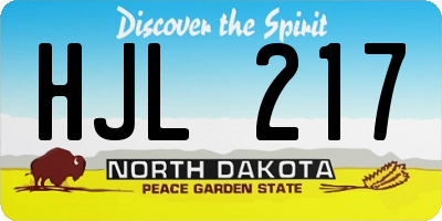 ND license plate HJL217