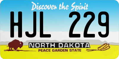 ND license plate HJL229