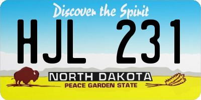 ND license plate HJL231