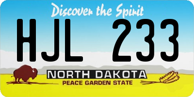 ND license plate HJL233