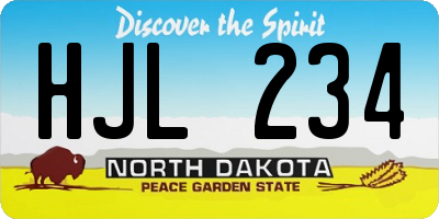 ND license plate HJL234