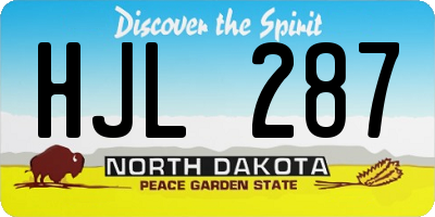 ND license plate HJL287