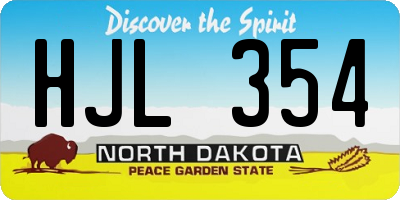 ND license plate HJL354