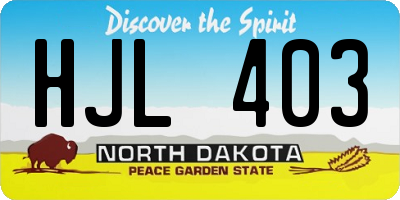 ND license plate HJL403