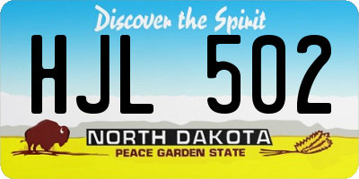 ND license plate HJL502