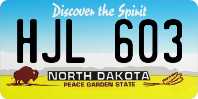 ND license plate HJL603