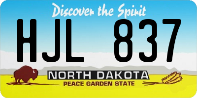 ND license plate HJL837