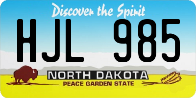 ND license plate HJL985