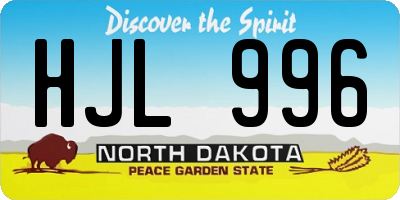 ND license plate HJL996