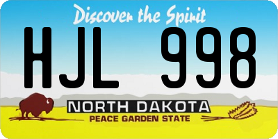 ND license plate HJL998
