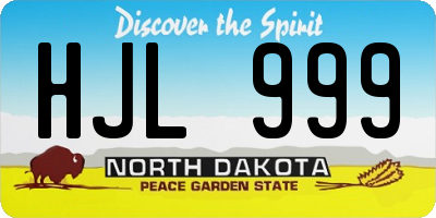ND license plate HJL999
