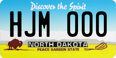 ND license plate HJM000