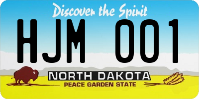 ND license plate HJM001