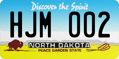 ND license plate HJM002