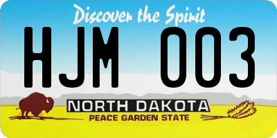 ND license plate HJM003