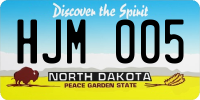 ND license plate HJM005