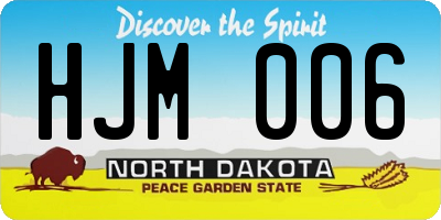 ND license plate HJM006