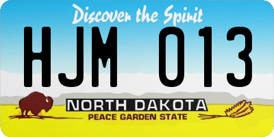 ND license plate HJM013