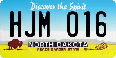 ND license plate HJM016