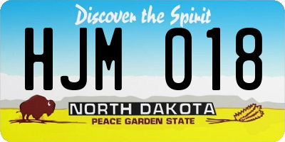 ND license plate HJM018