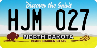 ND license plate HJM027