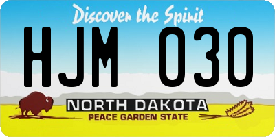 ND license plate HJM030