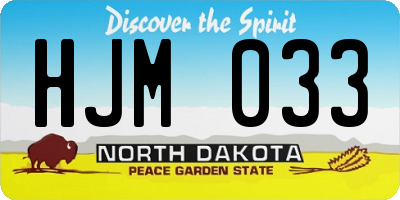 ND license plate HJM033