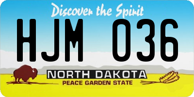 ND license plate HJM036