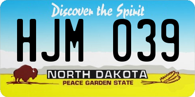 ND license plate HJM039