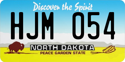 ND license plate HJM054