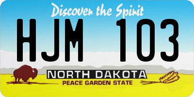 ND license plate HJM103