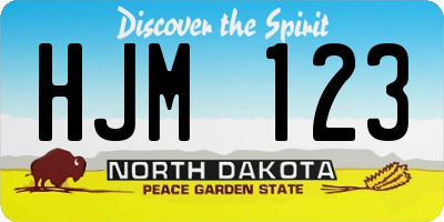 ND license plate HJM123