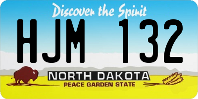 ND license plate HJM132