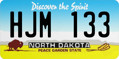 ND license plate HJM133